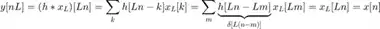 $$ y[nL] = (h*x_L)[Ln] = \sum_k h[Ln-k] x_L[k] = \sum_m \underbrace{h[Ln-Lm]}_{\delta[L(n-m)]} x_L[Lm] = x_L[Ln] = x[n]$$