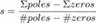 $$ s = \frac{\Sigma poles - \Sigma zeros}{\#poles - \#zeros} $$