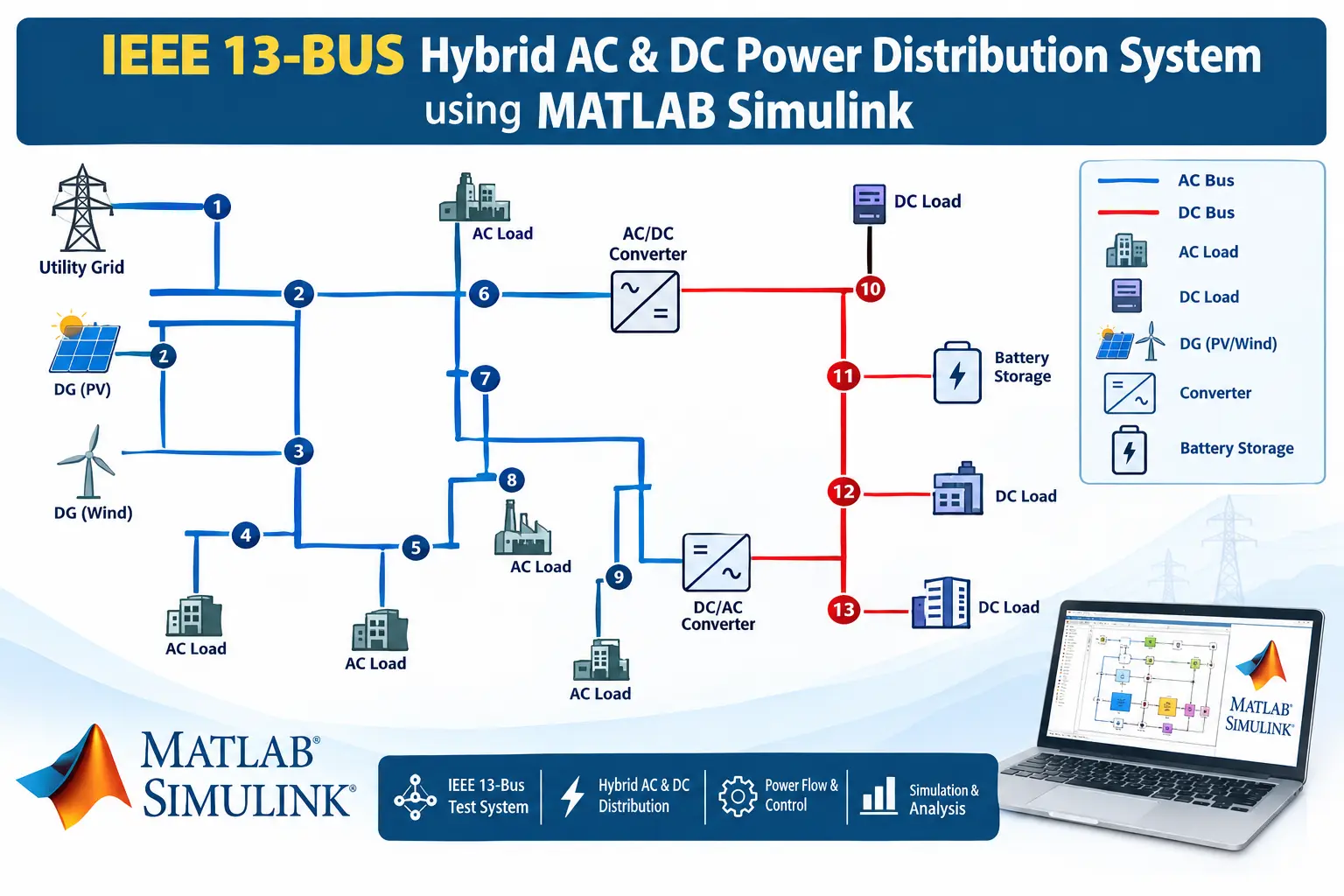 Load Flow Analysis of AC & DC Hybrid Power Systems in MATLAB – MATLAB Simulation Video