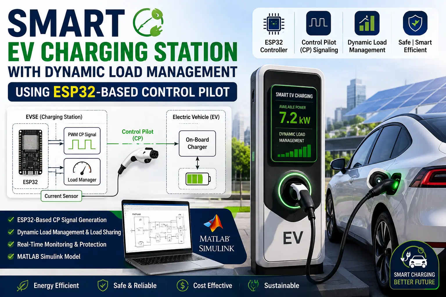 Smart EV Charging Station Using ESP32-Based Dynamic Load Management – MATLAB Simulation Video