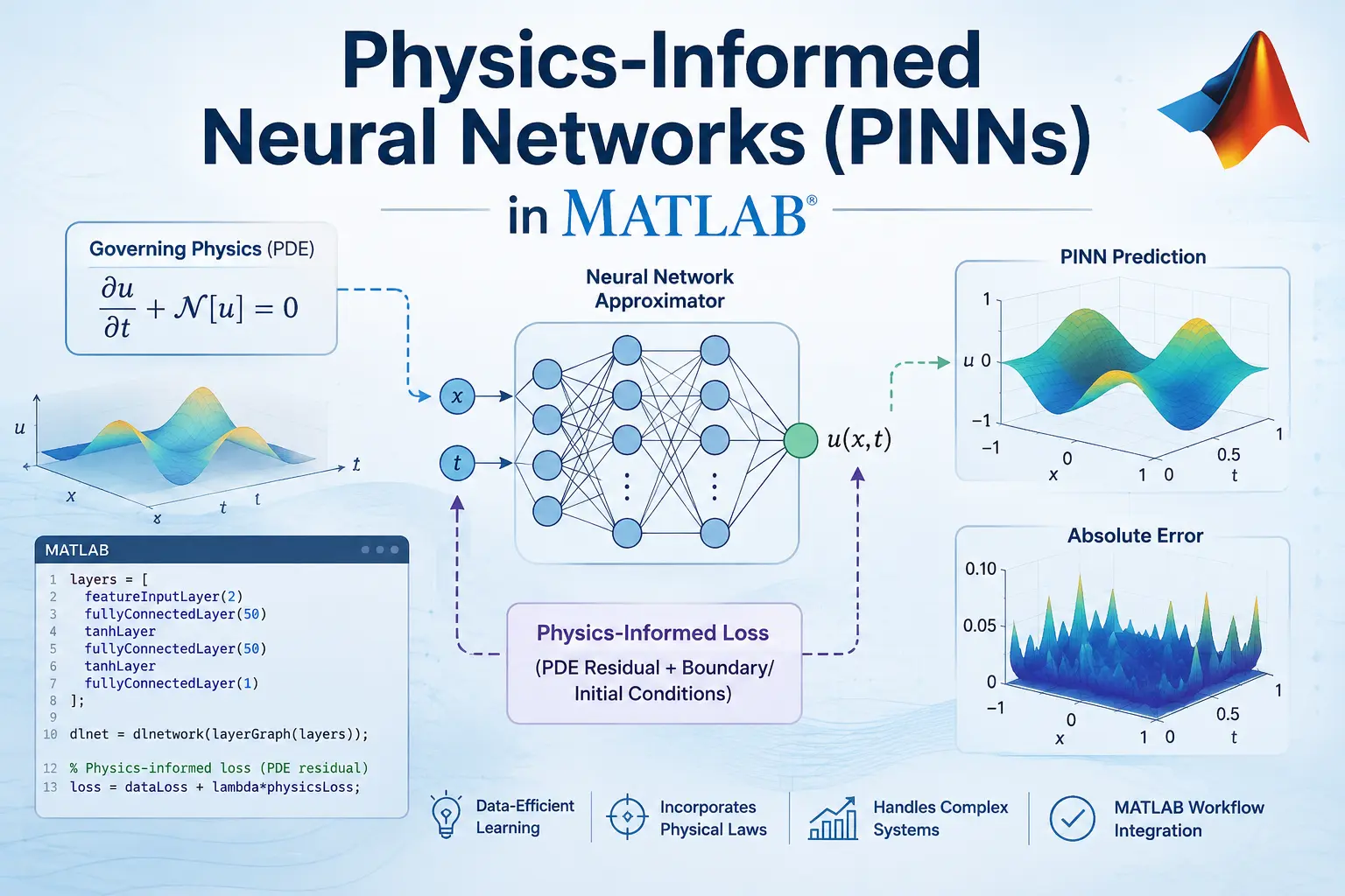 Physics-Informed Neural Networks (PINNs) in MATLAB Guide