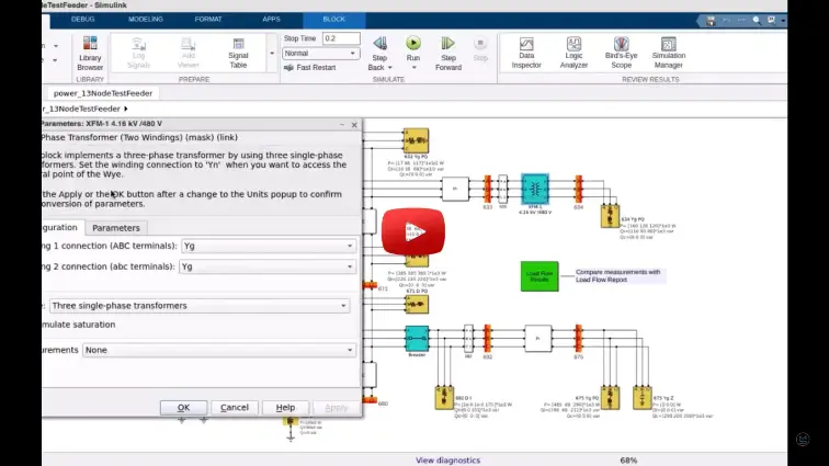 13 node test feeder simulation projects using matlab