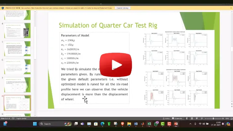 Simulation of a quarter car test rig at different road condition using MATLAB