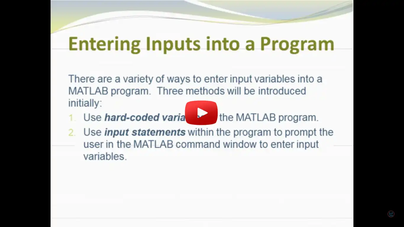 input statements in matlab programming